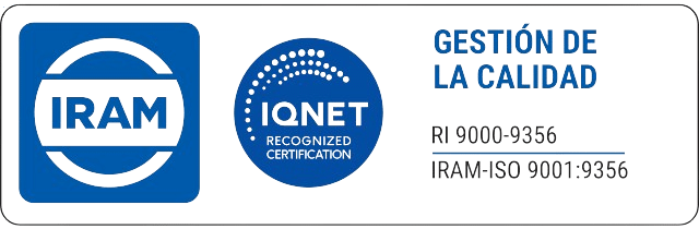 Sello IRAM e IQNet de gestión de la calidad. RI 9000-9356 · IRAM-ISO 9001:9356
